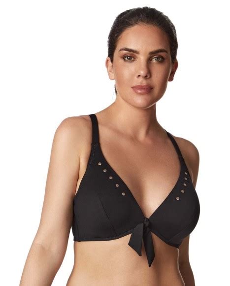 Top Bikini Escotado Con Aros Starlight Negro Bikini Bikini