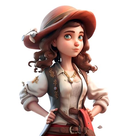 Premium Ai Image D Rendering Of A Cute Cartoon Cowgirl Isolated On