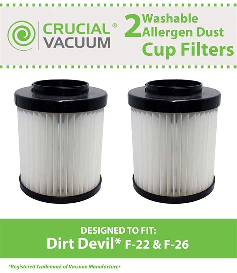 2 Dirt Devil F 22 F 26 Washable Reusable Long Life Vacuum Filters