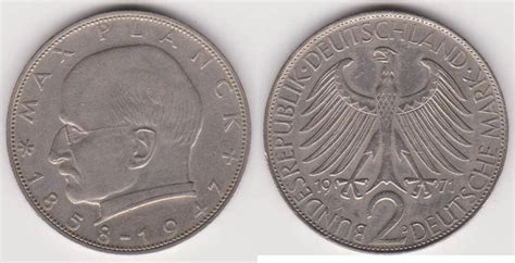 Deutschland BRD 2 Deutsche Mark DM 1971 D Umlaufgedenkmünze Max