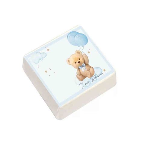 Marshmallow Battesimo Teddy Celeste 20 Quadratini