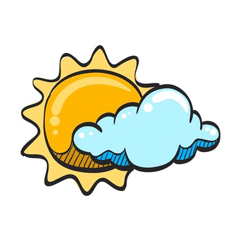 Premium Vector Weather Forecast Partly Sunny Icon In Hand Drawn Color