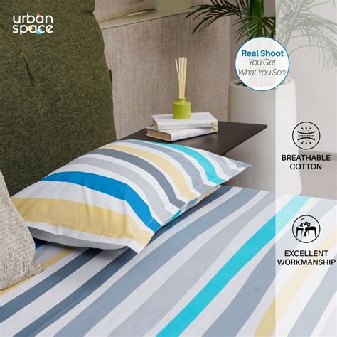 Buy Urban Space Serene Tc Cotton Bedsheets With Pillow Blue Online