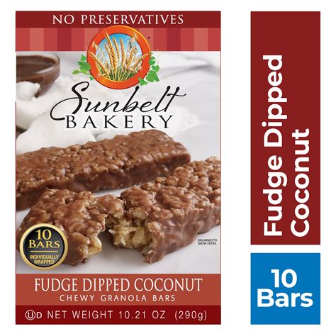 Sunbelt Bakery Chewy Granola Bars Fudge Dipped Coconut 10 Ct