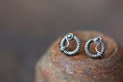 Unique Stud Earrings For Man Or Woman Tiny Wire Wrapped Etsy