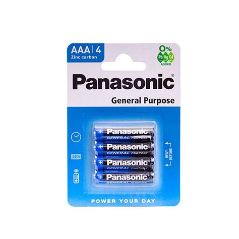 Panasonic Carbon Zinc AAA 4 Pack Batteries X 1 Box Of 12 Packs