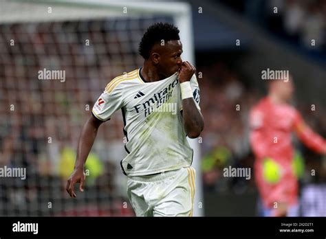 Madrid Kingdom Of Spain Vinicius Jr Celebrates His Pelalty Goal By