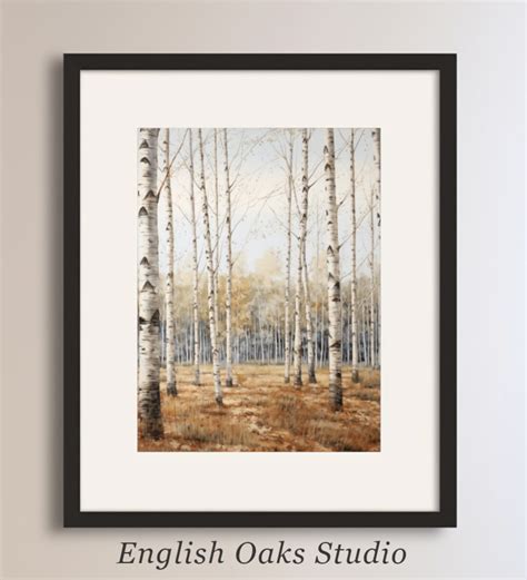 Fall Birch Forest Wall Art Birch Trees Neutral Painting - Etsy