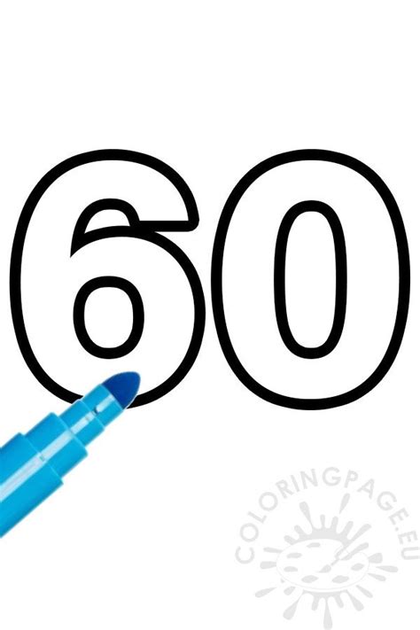 Number 60 outline | Coloring Page