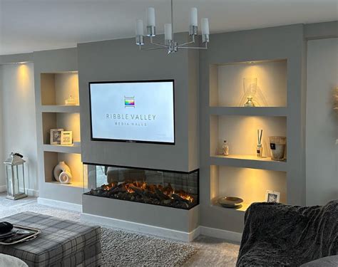 Modern TV Wall With Fireplace | iv yo carpentry