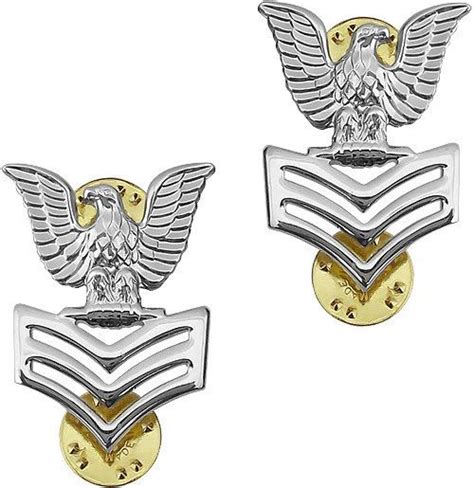 Navy Petty Officer 1st Class Collar Pair Badges Hat Full Size