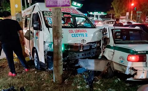 Canc N Choque Entre Combi Y Taxi Deja Tres Lesionados