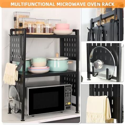 Shelf Extendable Microwave Oven Rack Adjustable Bakers Rack For