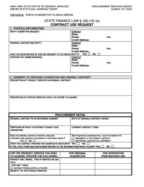 Fillable Online Ogs State Ny Contract Use Request Form Office Of