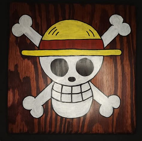 One Piece Straw Hat Jolly Roger Etsy