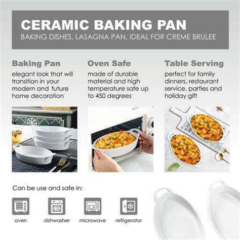 Bruntmor 10 X6 Oval Ceramic Deep Dish Pie Pan Set Of 2 White 10 X 6