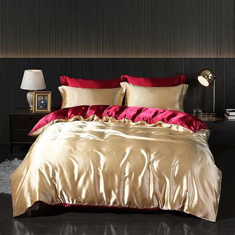 Luxury Gold Mulberry Silk Bedding Set Comforter Quilt Cover Flat Sheet