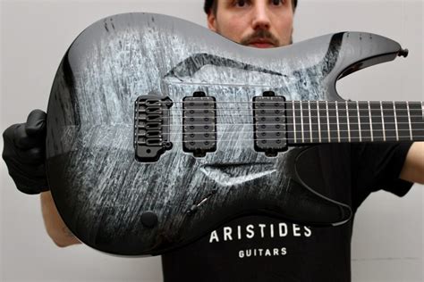 Dark Grey Sapphire Flamed Marble Burst Gloss Aristides Guitars