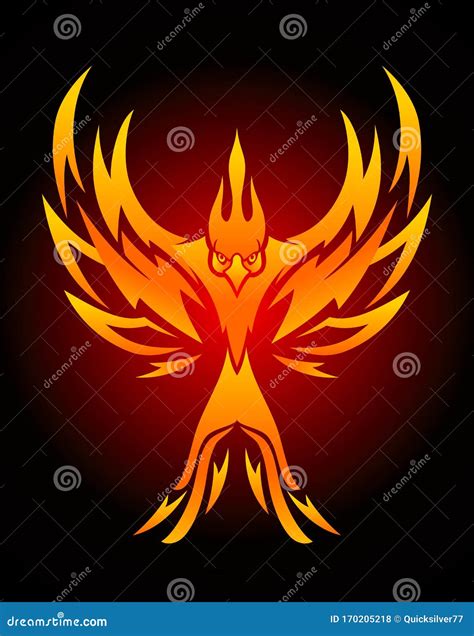 Dark Background Phoenix Bird Symbol Stock Vector - Illustration of ...