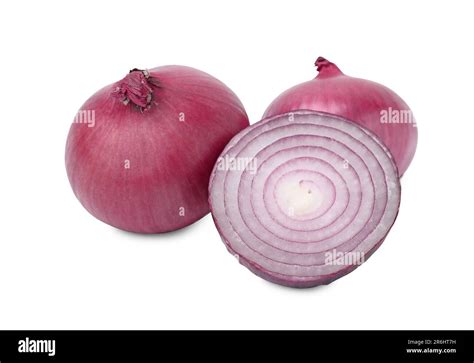 Ripe Fresh Red Onions Isolated On White Stock Photo Alamy