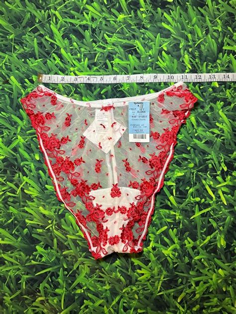 Vintage 90s Malizia By La Perla Red Floral Sheer Mesh Panties Nwt Italy