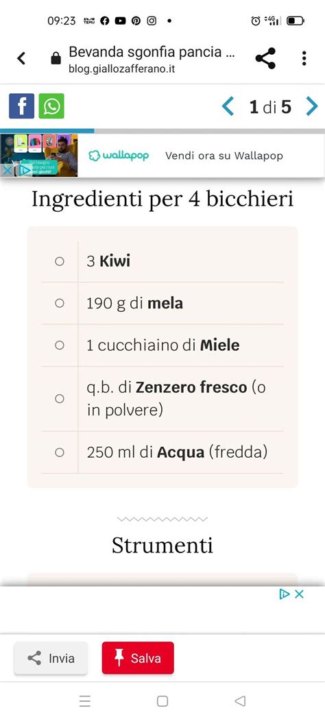 Pin Di Tiziana Su Ricette Bevande Sgonfia Pancia Kiwi Bevande