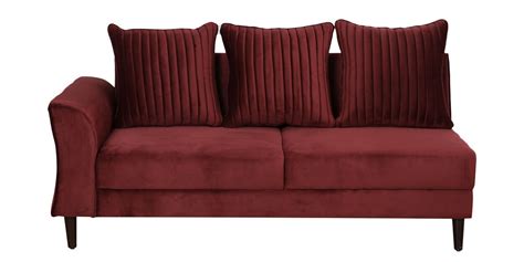 Buy Espino Velvet LHS Sectional Sofa In Wine Red Colour By Casacraft