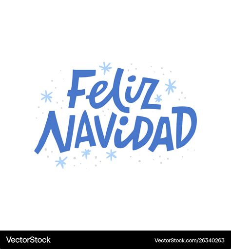 Feliz Navidad Hand Drawn Blue Lettering Royalty Free Vector