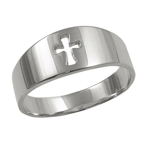 Sterling Silver Gold Cut-Out Cross Ring