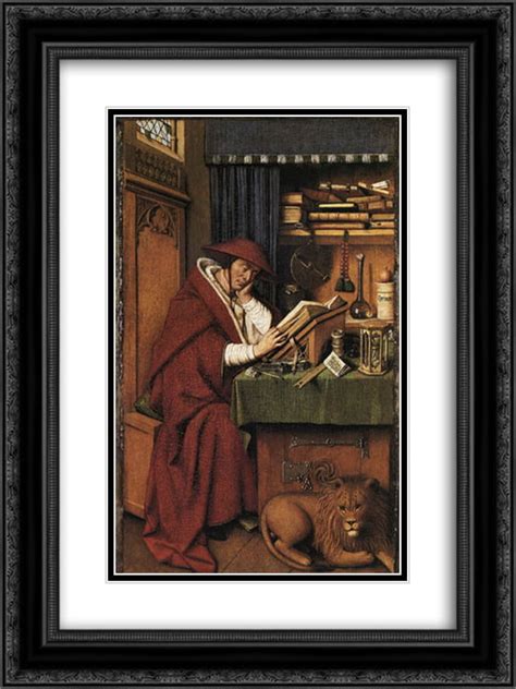 Jan Van Eyck 2x Matted 20x24 Black Ornate Framed Art Print St Jerome