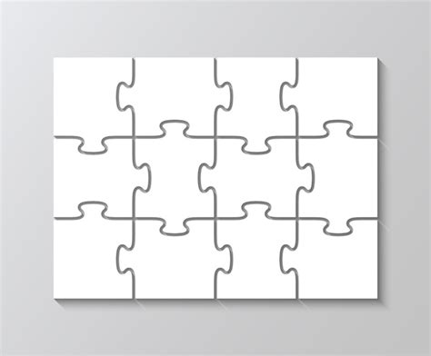 Premium Vector | Puzzle with 12 pieces in album orientation Jigsaw 3x4 ...