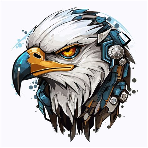 Logotipo De Mascota Vectorial Cyborg Eagle Vector Premium