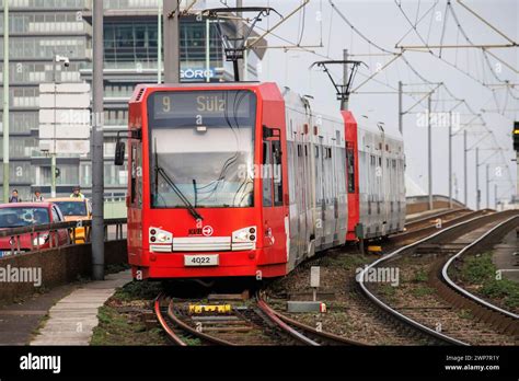 Streetcar Line Of The Cologne Transport Company Kvb On Deutz Bridge