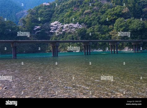 Shimanto River and Katsuma Submerged Bridge Stock Photo - Alamy