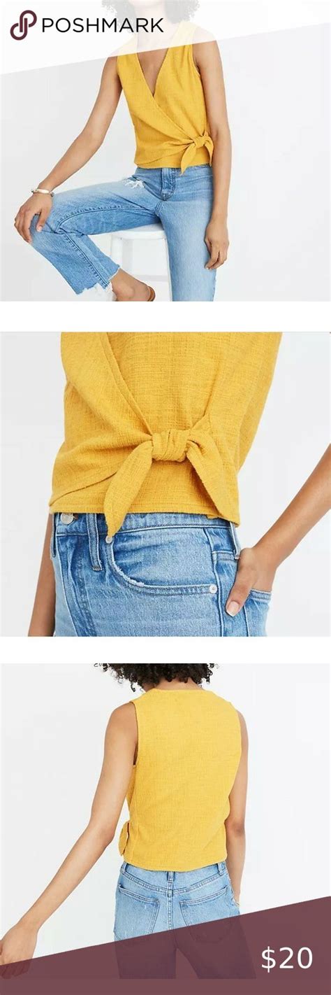 Nwt Madewell Texture And Thread Wrap Tie Mustard Yellow Tank Top