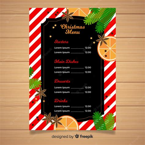 Plantilla Para Menús Navideños Vector Gratis