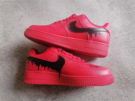 Custom Air Force 1 Drip Sneakers Air Force One Red Custom Etsy