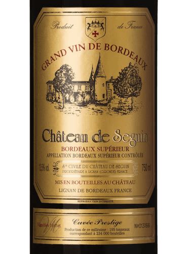 Château de Seguin Cuvée Prestige Bordeaux Supérieur Vivino US