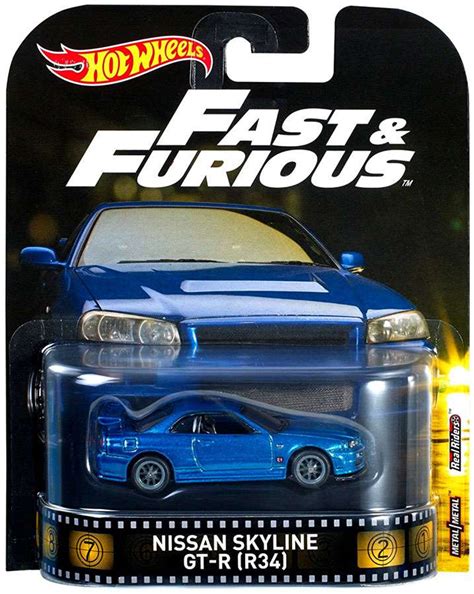 Hot Wheels Fast Furious Nissan Skyline GT-R R34 Diecast Car Mattel Toys ...