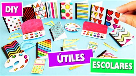 DIY ÚTILES ESCOLARES EN MINIATURA CON SOLO PAPEL YouTube