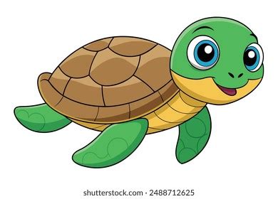 Cute Turtle Vector Illustration Cartoon Clipart Stock Vector (Royalty Free) 2488712625 ...