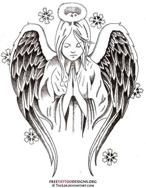 Close Hands Praying Angel Tattoo Design Stencil Angel Wings Tattoo Angel Tattoo Designs