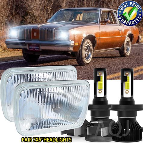 2pc 7x6inch Square Led Headlights Fit O Ldsmobile Cutlass Supreme 1978 1979 Ebay