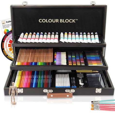 Colour Block Pc Mixed Media Art Set In Wooden Case Soft Oil