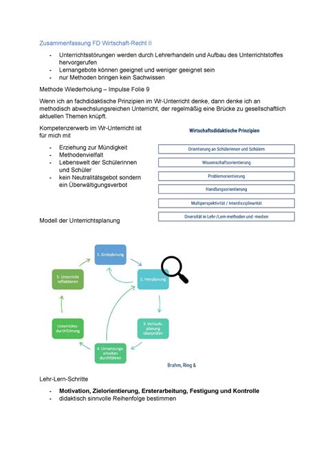Zusammenfassung Fd Wirtschaft Kompetenzerwerb Im Wr Unterricht Ist