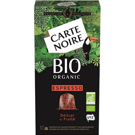 Carte Noire Capsules De Café Bio Délicat Et Fruité Compatibles Nespresso 10 Capsules 53g Pas