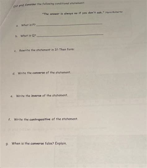 Solved 12 Pts Consider The Following Conditional