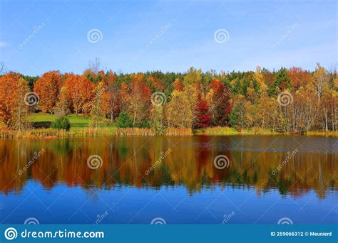 North America Fall Landscape Eastern Townships Bromont Stock Photo