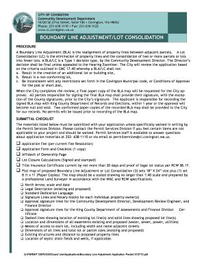 Fillable Online Covingtonwa Boundary Line Adjustment Application Packet