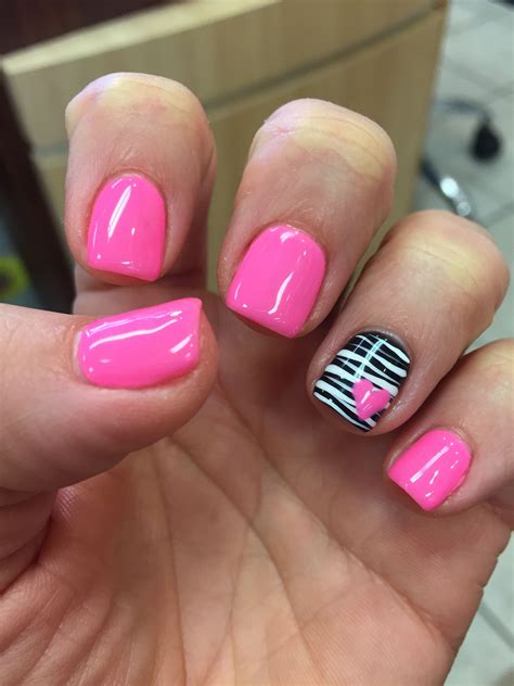 Gel Mani Shellac Zebra Pink Valentine Nails Polish February February